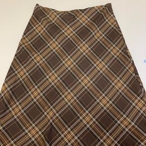 Brown plaid A-line skirt dress barn